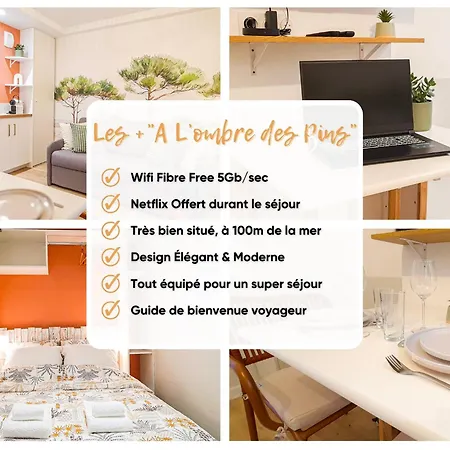 A L'ombre Des Pins, Neuf, Elegant, Parking Gratuit, Netflix, Au Calme A 100m De L'ocean *